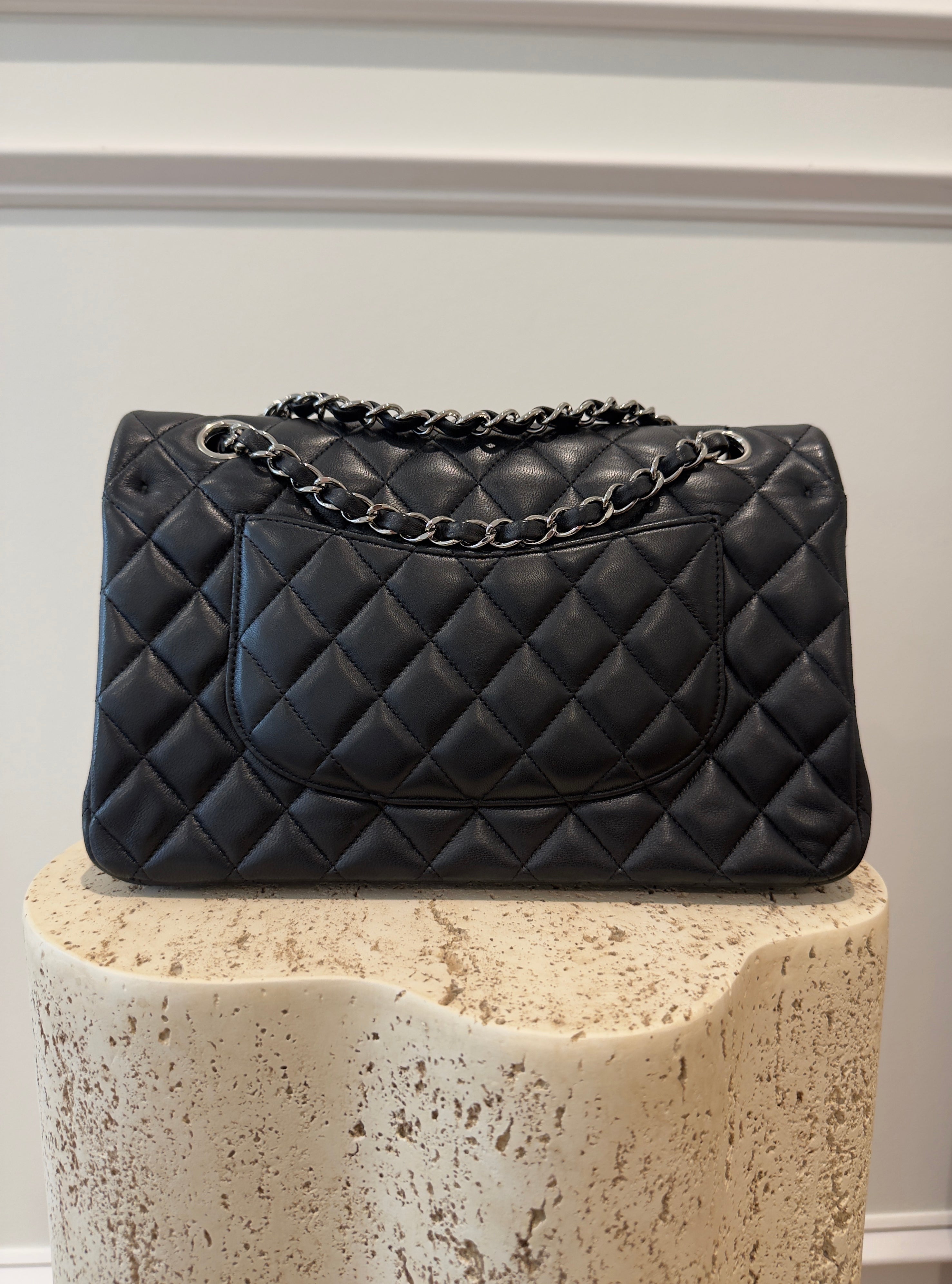 Chanel Quilted Lambskin Double Flap Black with Silver Hardware