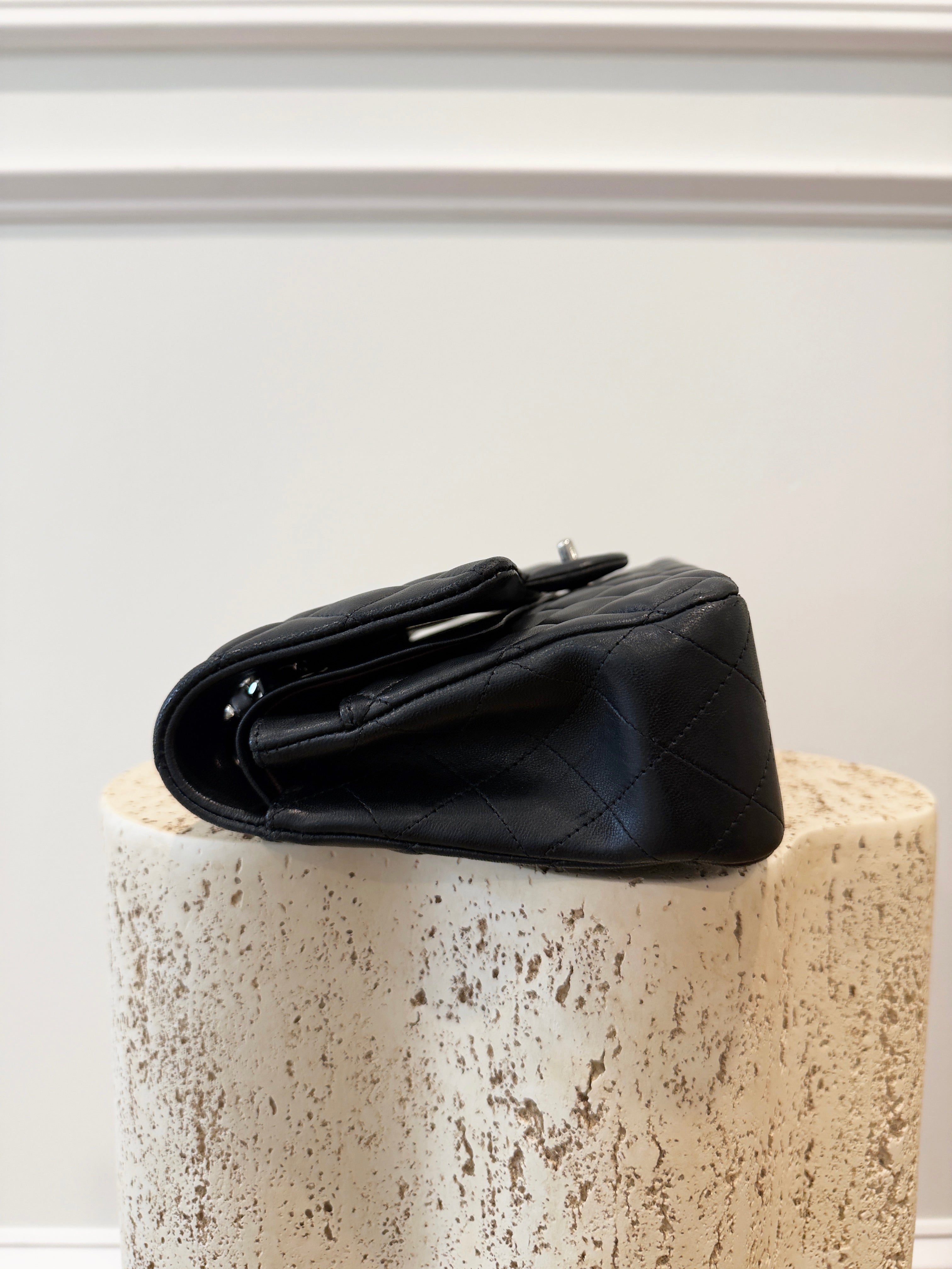 Chanel Quilted Lambskin Double Flap Black with Silver Hardware