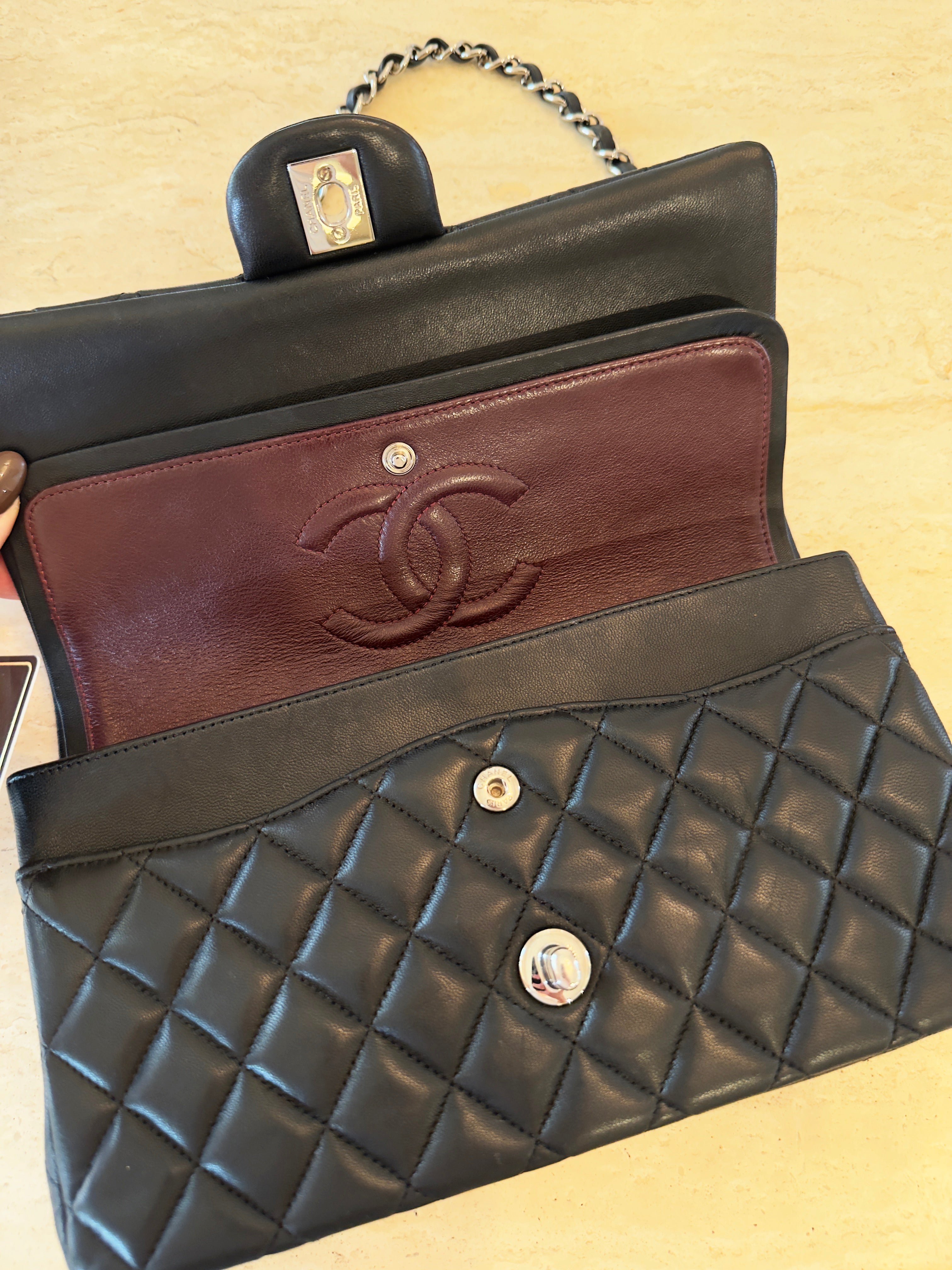 Chanel Quilted Lambskin Double Flap Black with Silver Hardware
