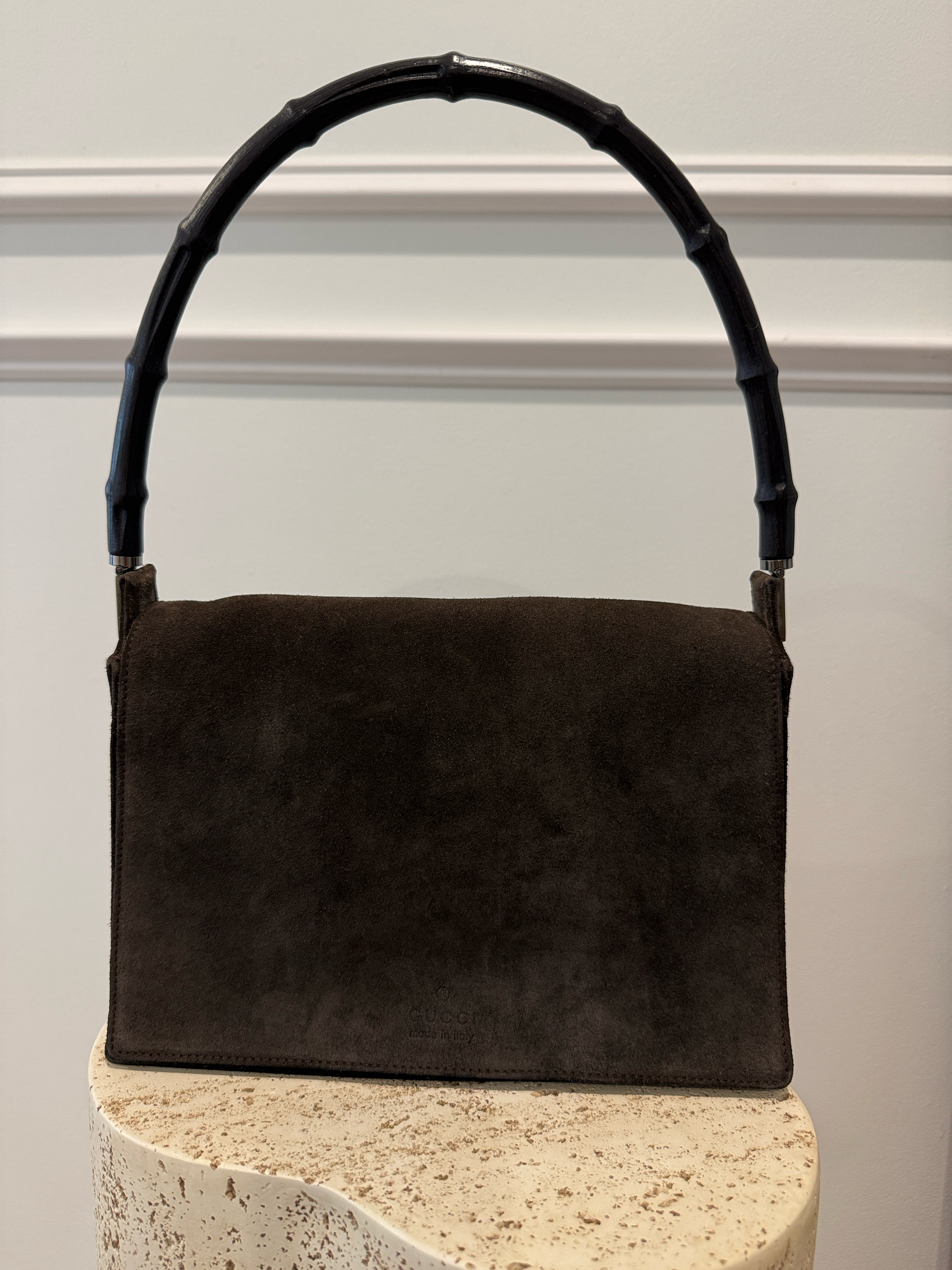 Gucci Bamboo Brown Suede Shoulder Bag