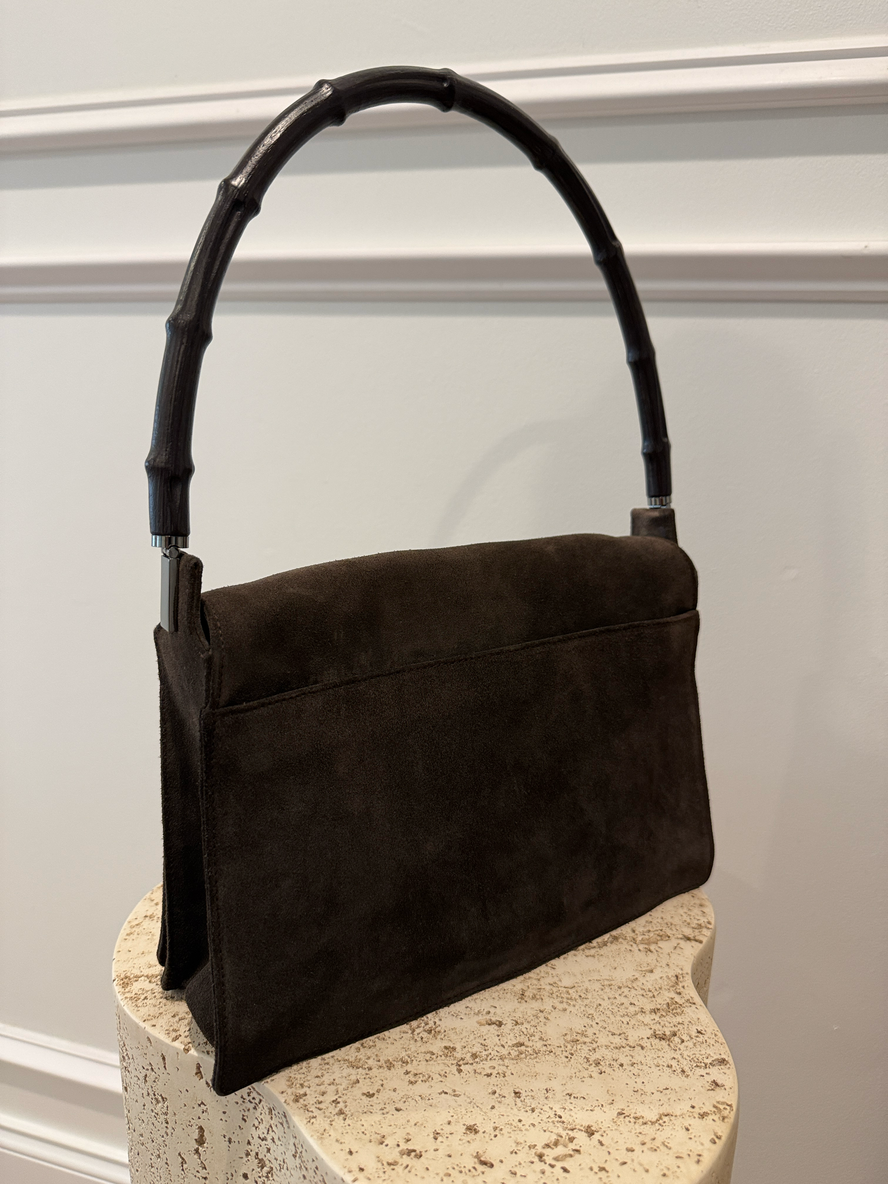 Gucci Bamboo Brown Suede Shoulder Bag