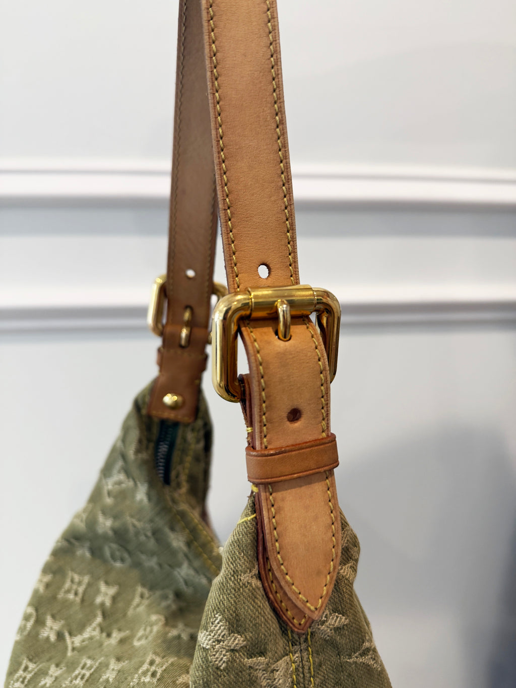 Louis Vuitton Baggy Khaki Denim Monogram GM Shoulder Bag